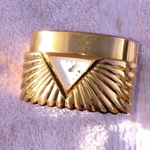 Franklin Mint cuff watch 1980s Egyptian Cup Watch 22 Karat Plated Gold